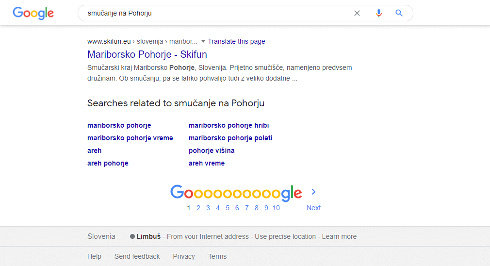 Google vam na dnu rezultatov iskanja predlaga povezane ključne besede.